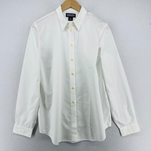 LANDS END Shirt Womens 16 Tall Poplin Button Up Long Sleeve Cotton White NEW - Picture 1 of 12
